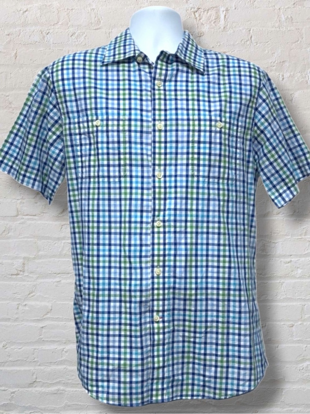 Daniel Cremieux Short Sleeve 38 Classic Button Down | Blue Plaid | Men’s- Medium